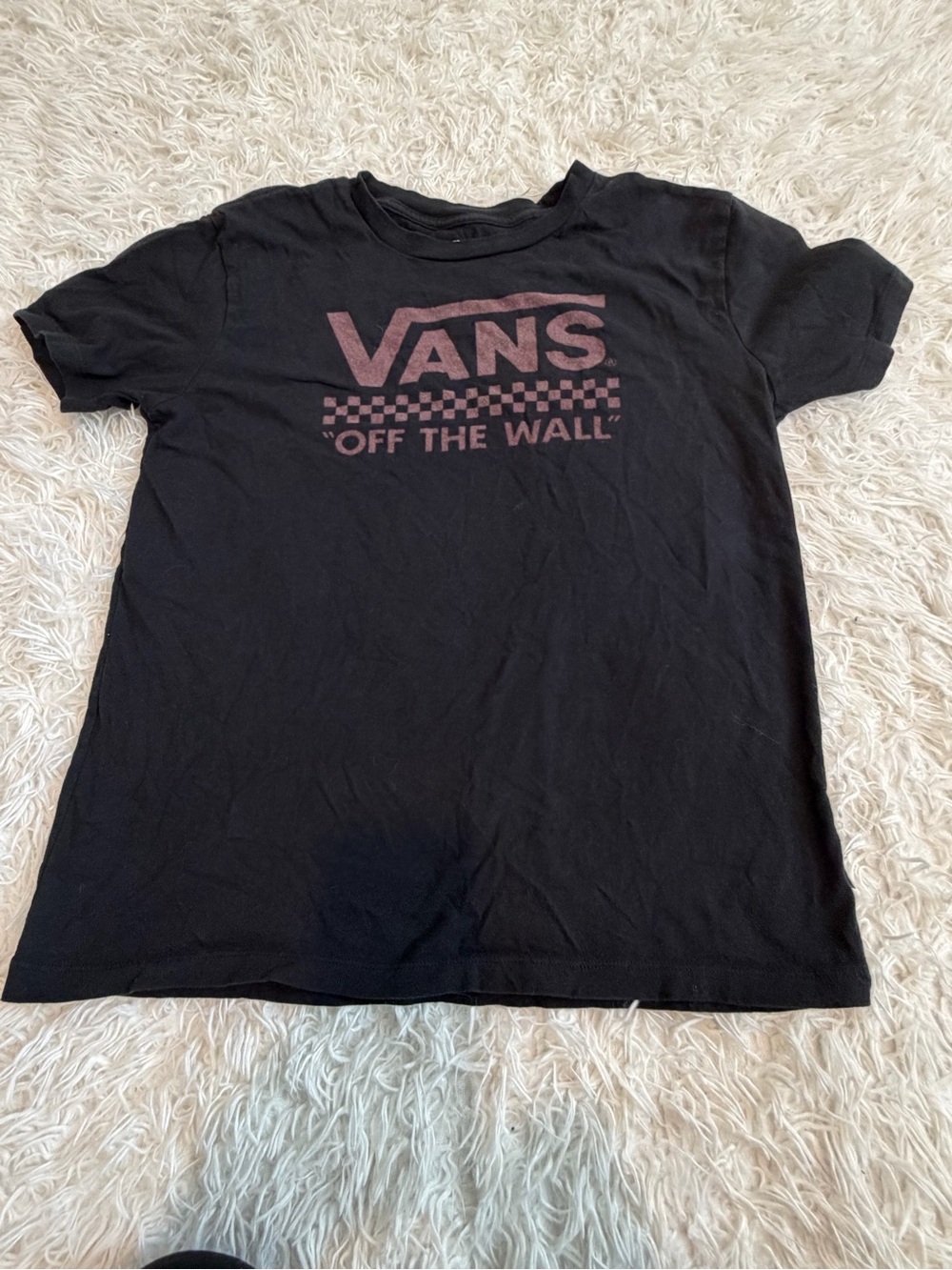Vans Black Tee with Faded Pink Logo